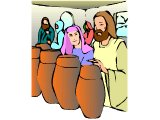 Jesus with the wine pots at the wedding at Cana